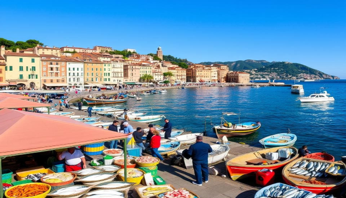 vista-dall-alto-del-porto-di-camogli-e-di-pescatori-con-il-pesce-fresco-nelle-ceste